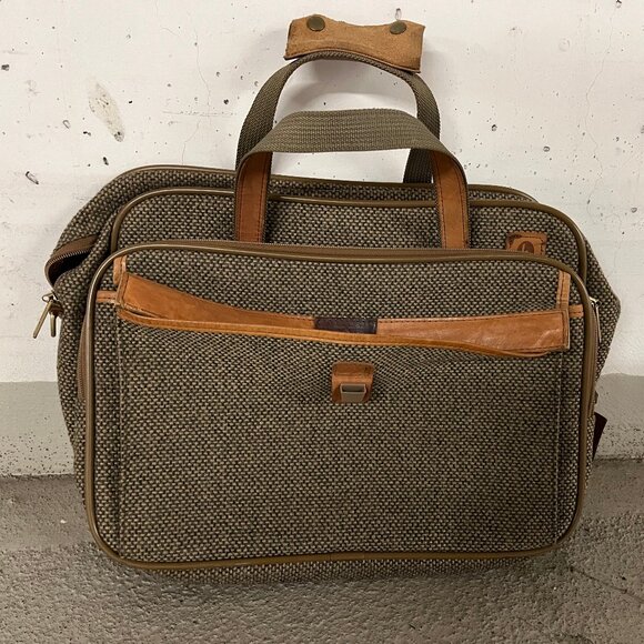USED- Vintage Hartmann Tweed & Leather Briefcase Computer Carry Bag Luggage - Picture 1 of 3